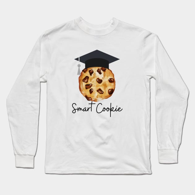 Funny Graduation Cap Cute Smart Cookie Long Sleeve T-Shirt by Tina